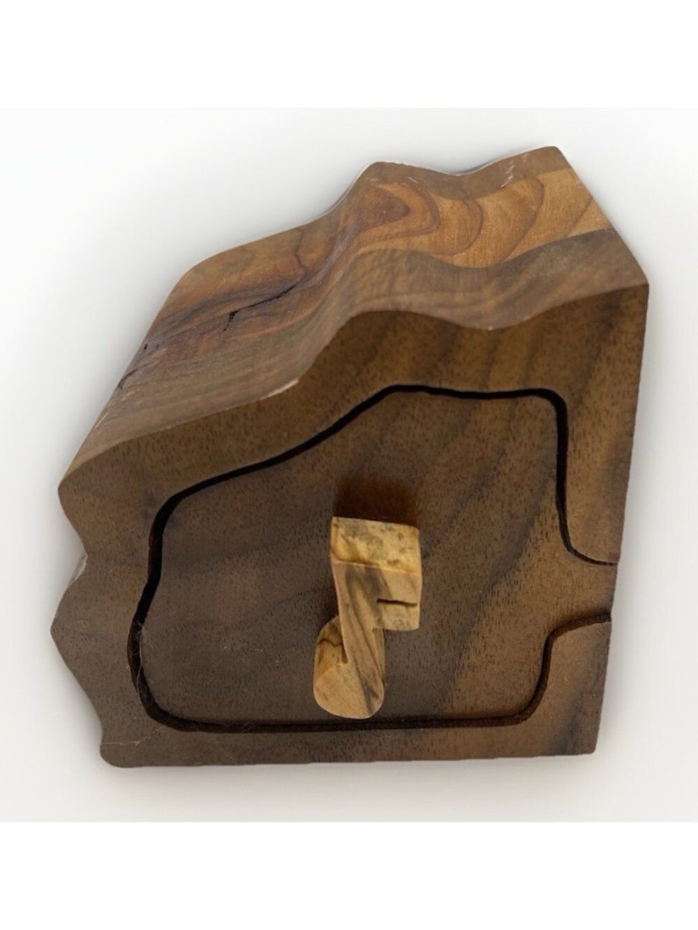 Vintage Wood 3 Piece Puzzle Trinket Box Music Note Secret Box 4 Inch Rustic